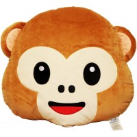 EvZ 32cm Emoji Smiley Emoticon Brown Round Cushion Stuffed Plush Soft Pillow