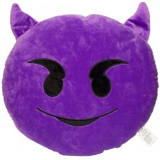 EvZ 32cm Emoji Smiley Emoticon Purple Round Cushion Stuffed Plush Soft Pillow