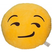 EvZ 32cm Emoji Smiley Emoticon Yellow Round Cushion Stuffed Plush Soft Pillow