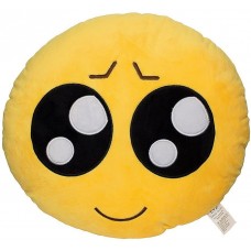 EvZ 32cm Emoji Smiley Emoticon Yellow Round Cushion Stuffed Plush Soft Pillow