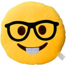 EvZ 32cm Emoji Smiley Emoticon Yellow Round Cushion Stuffed Plush Soft Pillow