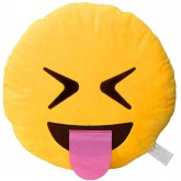 EvZ 32cm Emoji Smiley Emoticon Yellow Round Cushion Stuffed Plush Soft Pillow