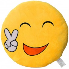 EvZ 32cm Emoji Smiley Emoticon Yellow Round Cushion Stuffed Plush Soft Pillow