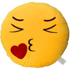 EvZ 32cm Emoji Smiley Emoticon Yellow Round Cushion Stuffed Plush Soft Pillow