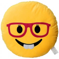 EvZ 32cm Emoji Smiley Emoticon Yellow Round Cushion Stuffed Plush Soft Pillow