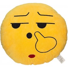 EvZ 32cm Emoji Smiley Emoticon Yellow Round Cushion Stuffed Plush Soft Pillow