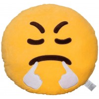 EvZ 32cm Emoji Smiley Emoticon Yellow Round Cushion Stuffed Plush Soft Pillow