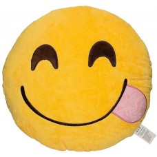 EvZ 32cm Emoji Smiley Emoticon Yellow Round Cushion Stuffed Plush Soft Pillow