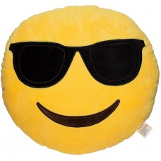 EvZ 32cm Emoji Smiley Emoticon Yellow Round Cushion Stuffed Plush Soft Pillow
