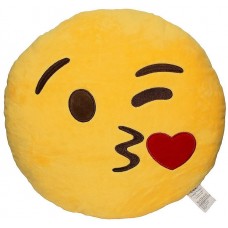 EvZ 32cm Emoji Smiley Emoticon Yellow Round Cushion Stuffed Plush Soft Pillow