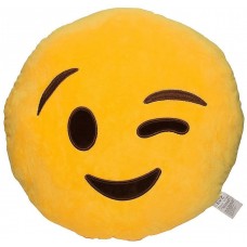 EvZ 32cm Emoji Smiley Emoticon Yellow Round Cushion Stuffed Plush Soft Pillow