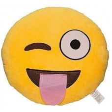 EvZ 32cm Emoji Smiley Emoticon Yellow Round Cushion Stuffed Plush Soft Pillow