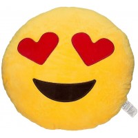 EvZ 32cm Emoji Smiley Emoticon Yellow Round Cushion Stuffed Plush Soft Pillow Toy