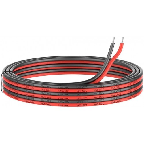 18 Gauge Silicone Electric Wire, EvZ 33ft 18AWG Flexible 2 Conductor  Parallel Cable, 2pin Red Black