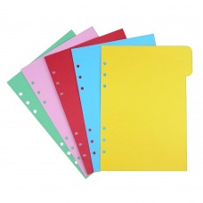 EvZ 5 Color Index Per Tab for 7 Inches Journal Organizer Diary A6 Notepad Notebook 6 Holes Ring Binder, 5 Random Colors Pcs