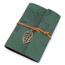 EvZ 7 Inches Vintage Dark Green PU Leather Cover Loose Leaf Blank Notebook Journal Diary Gift
