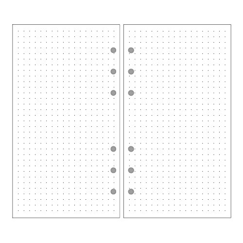 EvZ A6 Refill Grid Square Paper, 6 Holes Ring Binder Filler for 7 Inches  Refillable Journal
