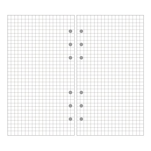 EvZ A6 Refill Grid Square Paper, 6 Holes Ring Binder Filler for 7 Inches  Refillable Journal