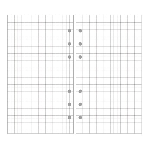 EvZ A6 Refill Grid Square Paper, 6 Holes Ring Binder Filler for 7 Inches  Refillable Journal