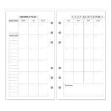 EvZ A6 Refill Month Planner Paper, 6 Holes Ring Binder Filler for 7 Inches  Refillable Journal