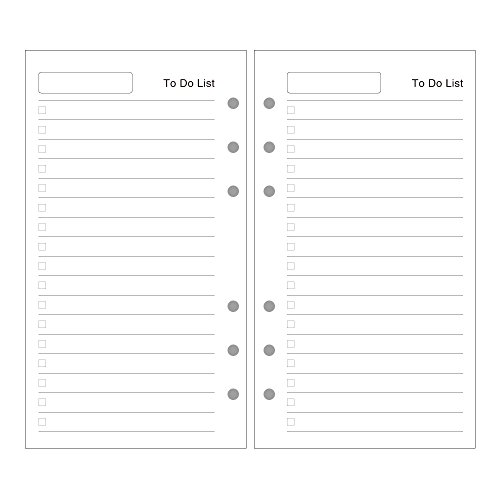 To Do List Refill Paper for 6 inch A6 6-Holes Round Ring Binder pack of 2 