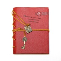 EvZ Journal Diary String Key Retro Vintage Classic Leather Bound Notebook, Red