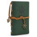 Leather Writing Journal Notebook, EvZ 5 Inches Vintage Nautical Spiral Blank String Diary Notepad Sketchbook Travel to Write in, Unlined Paper, Retro Pendants, Classic Embossed, Dark Green