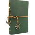 Leather Writing Journal Notebook, EvZ 7 Inches Vintage Nautical Spiral Blank String Diary Notepad Sketchbook Travel to Write in, Unlined Paper, Retro Pendants, Classic Embossed, Dark Green