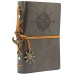 Leather Writing Journal Notebook, EvZ 7 Inches Vintage Nautical Spiral Blank String Diary Notepad Sketchbook Travel to Write in, Unlined Paper, Retro Pendants, Classic Embossed, Grey