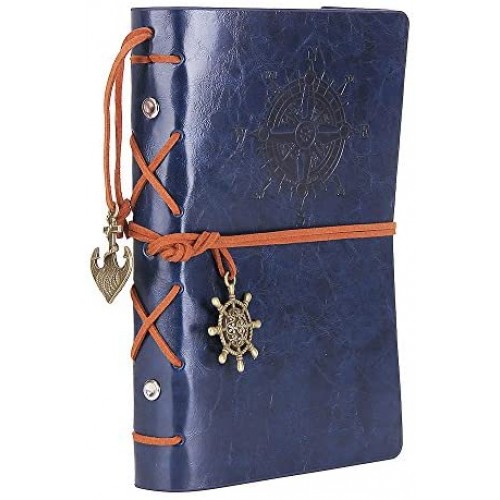 7 Inches Classic Spiral Bound Notebook Refillable Diary Sketchbook Gifts with Unlined Travel Journals to Write in for Girls A6, Red Leather Writing Journal Notebook 