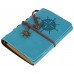 Leather Writing Journal Notebook, EvZ 7 Inches Vintage Nautical Spiral Blank String Diary Notepad Sketchbook Travel to Write in, Unlined Paper, Retro Pendants, Classic Embossed, Sky Blue