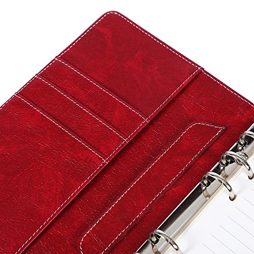 Ring Binder Padfolio Portfolio Folder Up-scale PU Leather Cover A5 Zipper Notebook Spiral Bound Loose-leaf Business Notepad Travel Journal Diary Memo Book with Calculator Card Slot Pen Holder Loop 