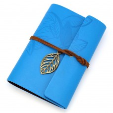 Vintage Blue PU Leather Cover Loose Leaf Blank Notebook Journal Diary Gift