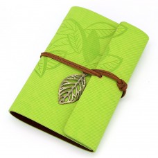 Vintage Light Green PU Leather Cover Loose Leaf Blank Notebook Journal Diary Gift