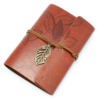 Vintage Red Brown PU Leather Cover Loose Leaf Blank Notebook Journal Diary Gift