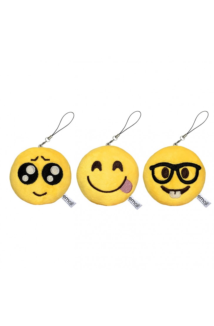 EvZ Emoji Iconic Emoticon Cushion Stuffed Plush Cute Soft Keychain, 3 inches, Pack 3 EvZ Emoji Iconic Emoticon Cushion Stuffed Plush Cute Soft Keychain, 3 inches, Pack 3