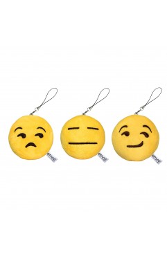 EvZ Emoji Iconic Emoticon Cushion Stuffed Plush Cute Soft Keychain, 3 inches, Pack 3