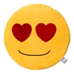 EvZ Official Certified Loving Heart Eyes Emoji Pillow - 32cm Large Soft Plush Smiley Face Emoticon Cushion - Romantic Decorative Stuffed Toy for Anniversary, Valentine’s Day & Home Decor (Yellow)
