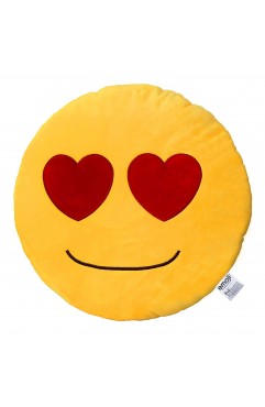 EvZ Official Certified Loving Heart Eyes Emoji Pillow - 32cm Large Soft Plush Smiley Face Emoticon Cushion - Romantic Decorative Stuffed Toy for Anniversary, Valentine’s Day & Home Decor (Yellow)