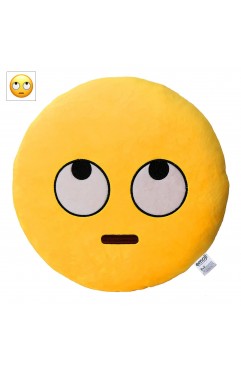EvZ Official Certified Muddled Emoji Pillow - 32cm Large Soft Plush Thinking Face Upward Looking Emoticon Cushion - Cute Decorative Stuffed Toy for Office Desk, Kids Room & Funny Gift (Yellow)