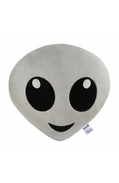 EvZ Official Certified Alien Emoji Pillow - 31cm Large Soft Plush Grey Outer Space Emoticon Cushion - Unique Decorative Stuffed Toy for Sci-Fi Fans, Techies & Modern Room Decor (Grey)