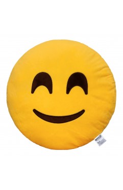 EvZ Official Certified Blush Emoji Pillow - 32cm Large Soft Plush Shy Smiley Face Emoticon Cushion - Cute Pink Cheek Decorative Stuffed Toy for Girls, Nursery & Sweet Gift (Yellow)