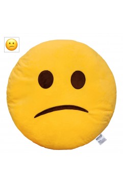 EvZ Official Certified Confused Emoji Pillow - 32cm Large Soft Plush Hesitant Smiley Face Emoticon Cushion - Funny Decorative Stuffed Toy for Office Humor, Dorm Decor & Gag Gift (Yellow)