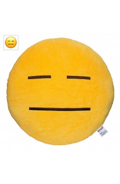 EvZ Official Certified Expressionless Emoji Pillow - 32cm Large Soft Plush Neutral Face Emoticon Cushion - Funny Minimalist Decorative Stuffed Toy for Office Desk, Dorm & Gag Gift (Yellow)