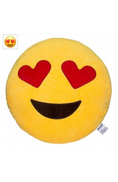 EvZ Official Certified Heart Eyes Emoji Pillow - 32cm Large Soft Plush Smiley Face Emoticon Cushion - Cute Decorative Stuffed Toy for Couch, Bed, Kids Room & Valentine’s Day Gift (Yellow)