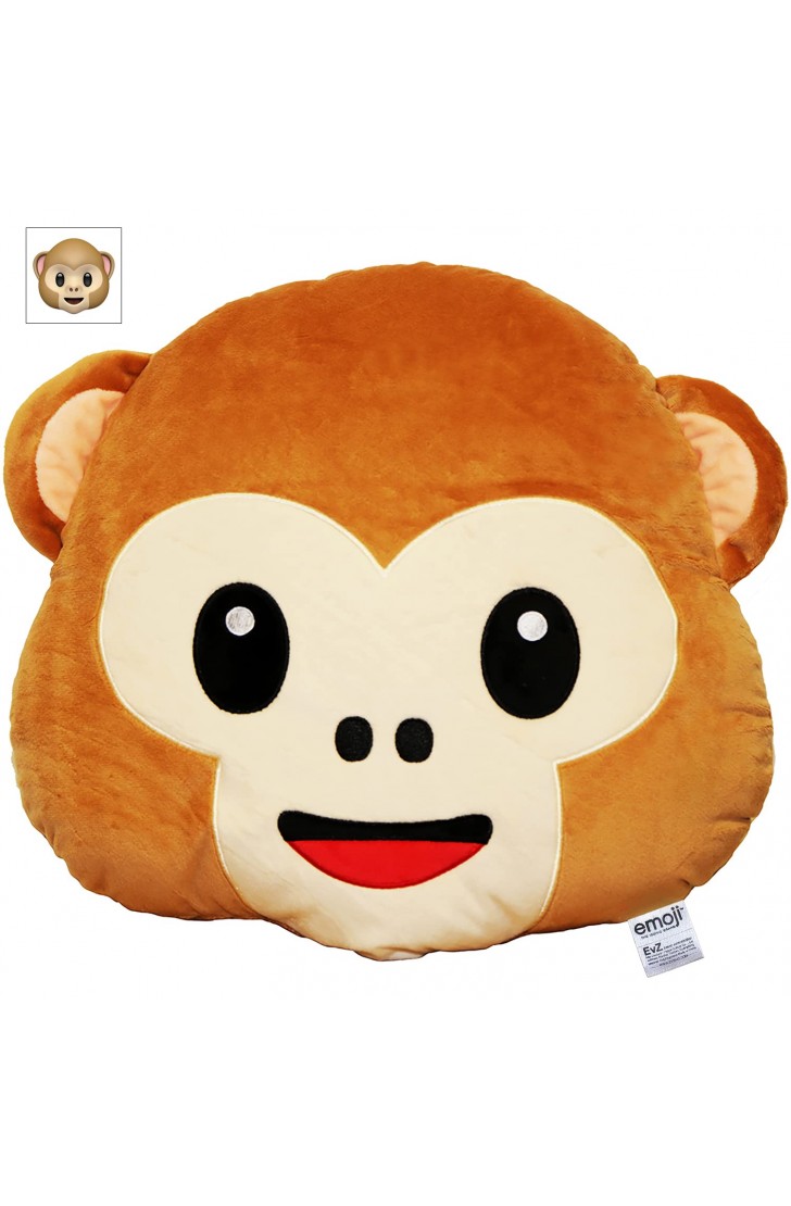 EvZ Official Certified Monkey Emoji Pillow - 32cm Large Soft Plush See-No-Evil Ape Emoticon Cushion - Cute Animal Decorative Stuffed Toy for Kids, Jungle Theme Decor & Funny Gift (Brown) EvZ Official Certified Monkey Emoji Pillow - 32cm Large Soft Plush See-No-Evil Ape Emoticon Cushion - Cute Animal Decorative Stuffed Toy for Kids, Jungle Theme Decor & Funny Gift (Brown)