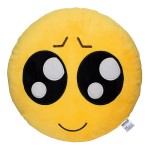 EvZ Official Certified Playcute Emoji Pillow - 32cm Large Soft Plush Pleading Face Emoticon Cushion - Cute Innocent Big Eyes Decorative Stuffed Toy for Kids, Girlfriend & Kawaii Room Decor (Yellow)