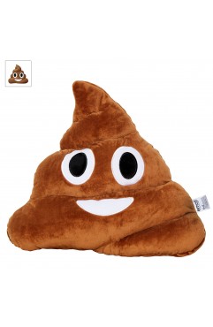 EvZ Official Certified Poo Emoji Pillow - 32cm Large Soft Plush Smiling Poop Emoticon Cushion - Iconic Funny Decorative Stuffed Toy for Kids, White Elephant Gift & Home Decor (Brown)