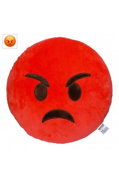 EvZ Official Certified Rage Emoji Pillow - 32cm Large Soft Plush Angry Red Face Emoticon Cushion - Funny Decorative Stuffed Toy for Stress Relief, Room Decor & Moody Gift (Red)