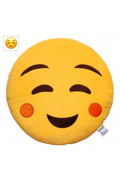 EvZ Official Certified Relaxed Emoji Pillow - 32cm Large Soft Plush Peaceful Smiling Face Emoticon Cushion - Cozy Decorative Stuffed Toy for Sleeping, Spa Decor & Stress Relief (Yellow)